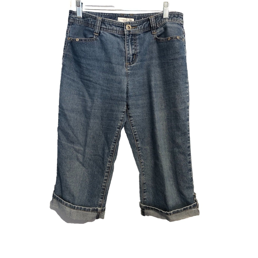 Christopher & Banks Womens Capris 4 Petite Blue Denim Jeans Medium Wash‎ Fall